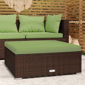 Poggiapiedi Giardino Con Cuscino Marrone 70x70x30 Cm Polyrattan /