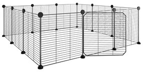 Gabbia per animali 12 pannelli con porta nero 35x35 cm acciaio