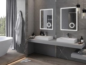 Mexen Kala specchio da bagno retroilluminato con specchietto cosmetico 60 x 80 cm, LED 6000K, anti-appannamento