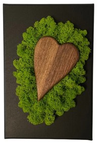 Quadro di muschio con cuore di legno 20 x 30 cm