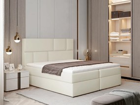 Letto matrimoniale boxspring Londra - 160 x 200 cm , Ecopelle bianco panna