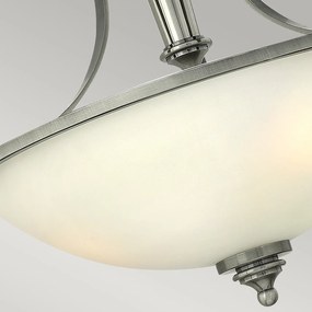 Lampadario Contemporaneo Truman Acciaio Nichel Antico Vetro 3 Luci E27