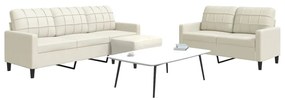 Set Di Divani 3 Pz Con Cuscini Crema İn Velluto /