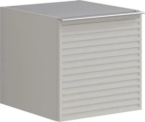 Base laterale Pixel con anta stripes laccato opaco grigio pastello e maniglia alluminio L.40 H.40 P.45,5 cm.