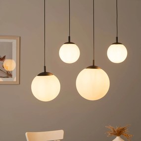 TK Lighting Lampada a sospensione Esme, vetro opalino, 4 luci, lineare