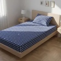 Completo letto 1 piazza e mezza quadretti blu
