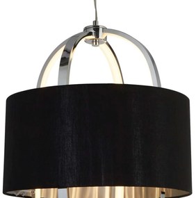 Lampadario Contemporaneo Madrid Acciaio Cromo Tessuto Nero Led 20W 3000K