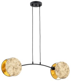 Lampadario a Sospensione MOTIF 2 In Acciaio e Tessuto 2xE27 Colore del corpo Rattan