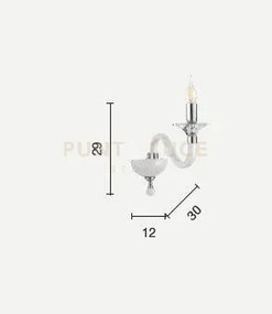 Applique in vetro e cristallo ottano gala 1 luce lp.gala-2-ott