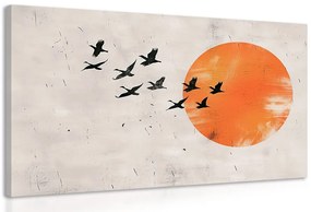 Quadro su tela – Japandi luna arancione