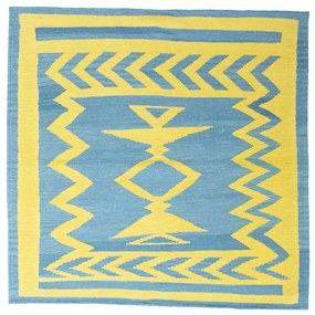 Kilim Tappeto 120x120 Blu (Iran) Tessuto A Mano