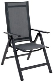 Sedia da giardino in alluminio con braccioli pieghevole Odyssea Multi NATERIAL, seduta in textilene grigio, set da 2 pezzi