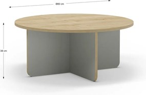 Tavolino da salotto rotondo in verde chiaro/di colore naturale con piano effetto rovere ø 80 cm Hillary – Marckeric