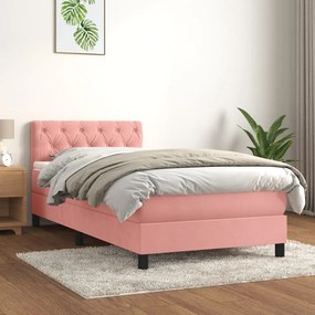 Giroletto A Molle Con Materasso Rosa 80x200 Cm İn Velluto /