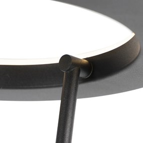 Lampada da terra moderna nera con LED e braccio di lettura - Divine