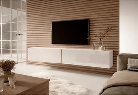 Mobile TV Sospeso 200 Cm 2 Ante Bianco Lucido E Oro Echo