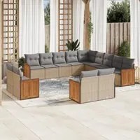 Set Divano da Giardino 13 pz con Cuscini Beige in Polyrattan 3260610