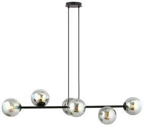 Lampadario a sospensione con filo ROSSI 6xE14/10W/230V nero/grigio