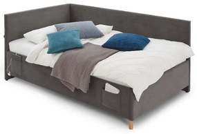 Letto da bambini con sponde color antracite imbottito con contenitore con rete inclusa 140x200 cm Cool – Meise Möbel