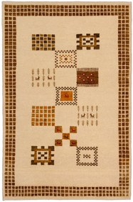 Loribaft Tappeto 140x90 Beige (Indian) Annodato A Mano