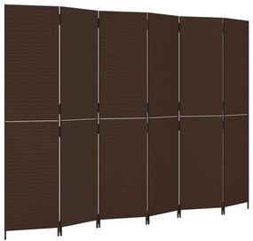 Divisorio per ambienti a 6 pannelli marrone in polyrattan