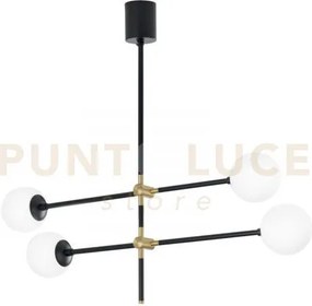 Lampadario a sospensione antitesi nera e oro 4 luci attacco e14 105...