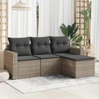 Set Divani da Giardino 4 pz con Cuscini in Polyrattan Grigiocod mxl 110961