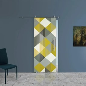 Porta scorrevole sinistra Carpet 5 in inox multicolore, L 88 x H 215 cm, con binario Lux
