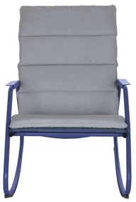Sedia a dondolo da giardino con cuscino Lyco NATERIAL con braccioli in acciaio, seduta in textilene blu