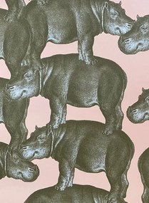 Studio Lisa Bengtsson Carta da parati Hippo - Pink