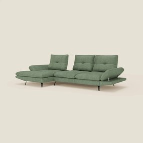 Ardex Divano con penisola - schienali traslanti e braccioli regolabili in elegante tessuto impermeabile T06 verde