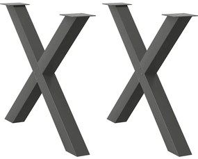 Gambe Tavolo Pranzo A X 2 Pz Antracite 90x(72-73) Cm Acciaio /