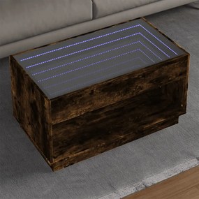 Tavolino Da Salotto Con Led Infinity Rovere Fumo 90x50x50 Cm /