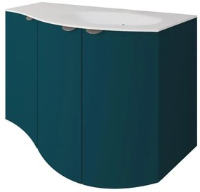 Mobile sottolavabo e lavabo Onda per vasca a destra blu petrolio L 104 x H 70 x P 51 cm