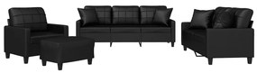 Set di divani 4 pz con cuscini nero in similpelle