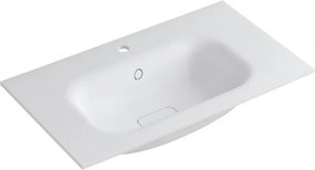 Lavabo a incasso rettangolare vasca centrale L 90.5 x H 15 x P 46 cm in resina bianco lucido