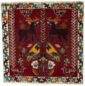 Shiraz Tappeto 60 x 60 Rosso (Iran) Annodato A Mano