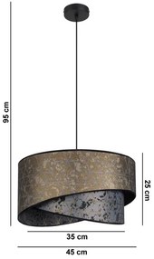 Lampadario su corda REZO 1xE27/60W/230V grigio/oro