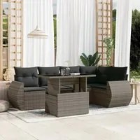 Set Divano da Giardino 6 pz con Cuscini Grigio in Polyrattan 3268520