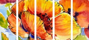Quadri 5 pezzi – Bouquet di fiori di papavero