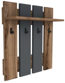 Appendiabiti da parete in noce con ripiano in colore antracite-naturale Mita - Puqa Design