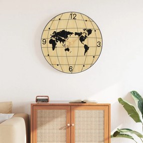 Orologio A Parete Giallo E Nero Ø50 Cm İn Legno Multistrato /