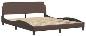 Letto con materasso marrone 160x200cm in similpelle