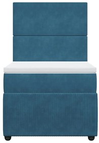 Giroletto a molle con materasso blu scuro 90x190 cm in velluto