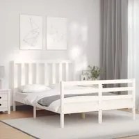 Giroletto con Testiera Bianco 140x190 cm in Legno Massello 3193837