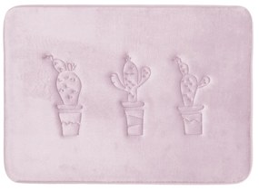 Tappeto bagno cactus lilla in poliestere, da 70x50 cm