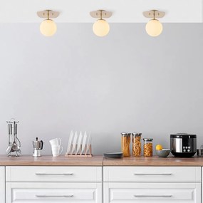 Plafoniera dorata con paralume in vetro 20x25 cm Well – Opviq lights