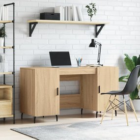 Scrivania Rovere Sonoma 140x50x75 Cm İn Legno Multistrato /