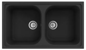 Lavello sopratop 2 vasche DELINIA Elba quarzo L 50 x L 86 cm nero