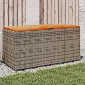 Contenitore Giardino Grigio 110x50x54cm Polyrattan Legno Acacia /